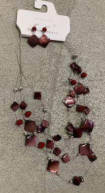 NEW Color Beautiful Necklace & Earning Set With Red Genuine Shells Jewelry Set